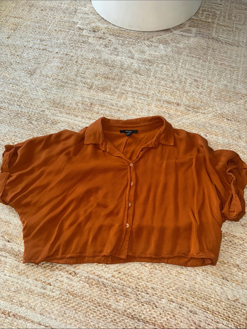 Forever 21 Rust Button-Down Crop Shirt